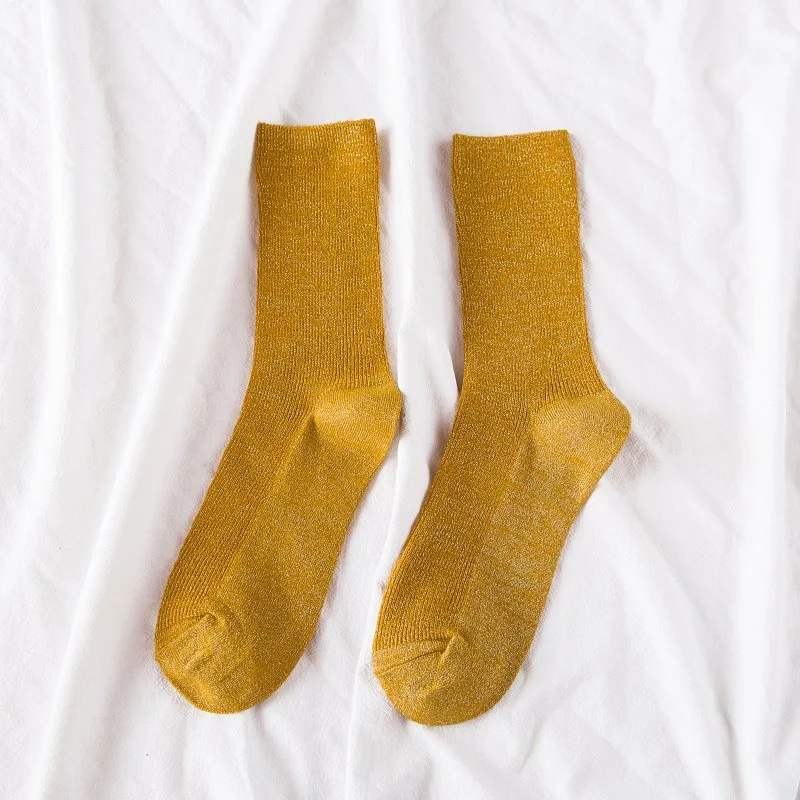 Модные однотонные женские носки, элегантные хлопковые носки для девочек, женские, 3 пары в партии, однотонные носки - Цвет: yellow
