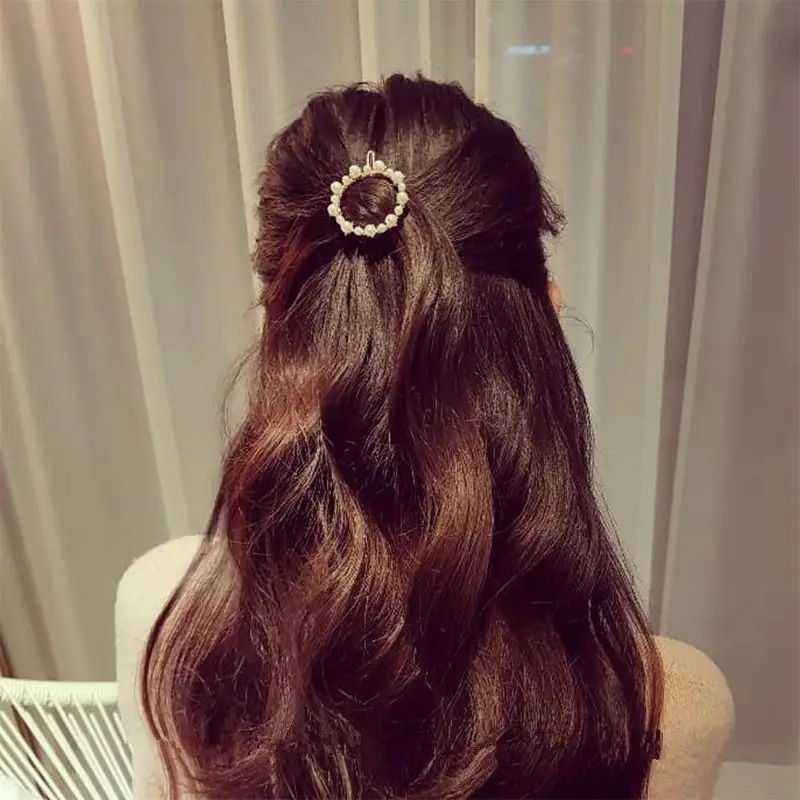 Модная с кристаллами и жемчугом заколка для волос металлическая заколка элегантная заколка Бобби свадебные шпильки стайлер для укладки волос Зажимы для женщин