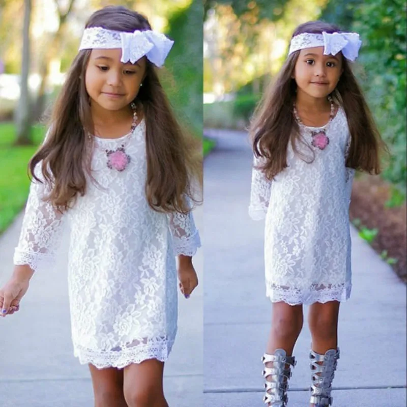 

FOCUSNORM 2017 Summer Kids Baby Girls Princess Embroidered Flower Lace Tutu Formal Dress 2-11Y