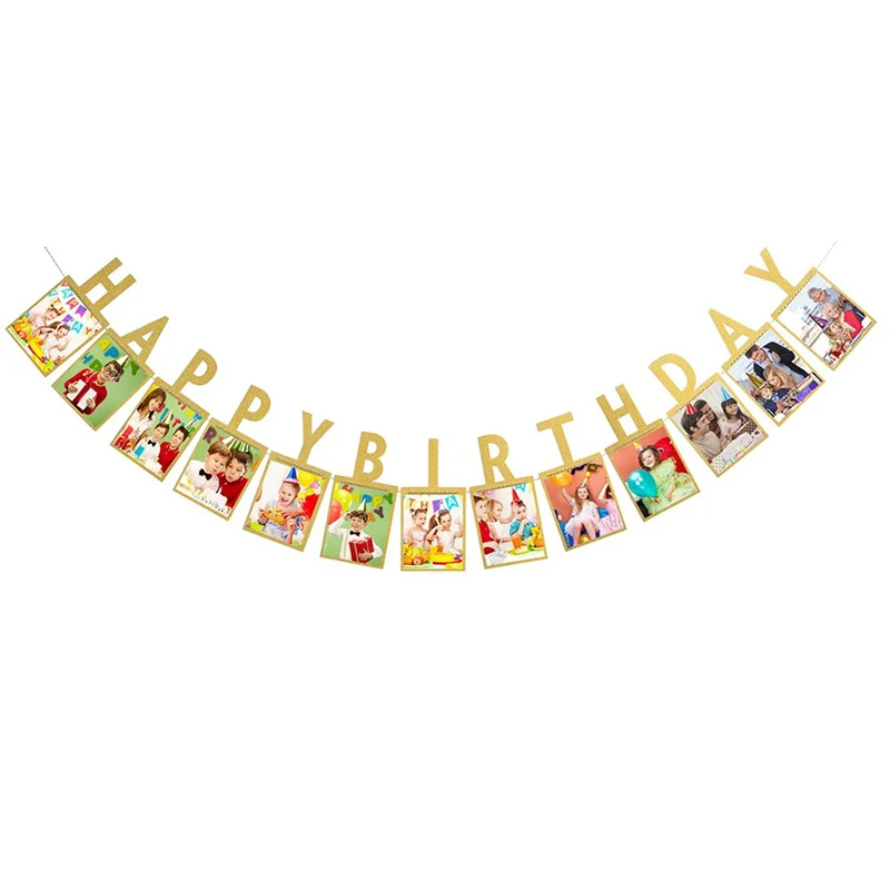 С днем рождения ребенка фото обрамление альбом фото 12 месяцев цифровой Pull флаг 1 года декорации с днем рождения - Цвет: 9
