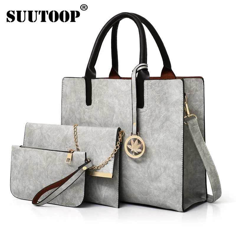 2018 Fashion Women Bag Set 3 Pcs Leather Women's Handbags Tote Bags