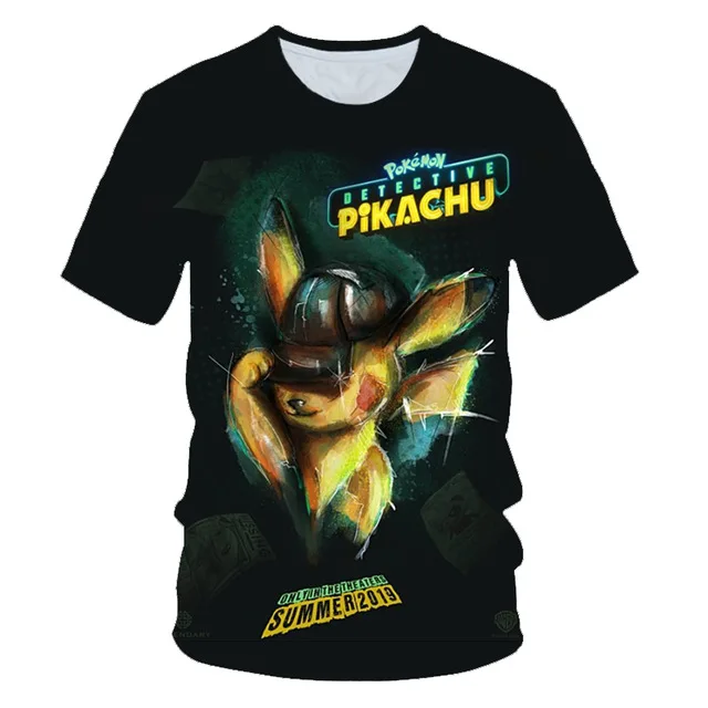 Детская футболка с 3D принтом «Покемон детектива Пикачу» модная летняя футболка с короткими рукавами года топы, уличная детская футболка - Цвет: PT-299