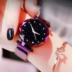 Relogio Feminino звездное небо часы Роскошный сетчатый ремешок из нержавеющей стали Кварцевые наручные женские часы магнит для женщин reloj mujer