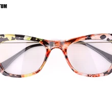 Женские очки кошачий глаз оправа с металлическими дужками прозрачные линзы, очки полный обод Rx