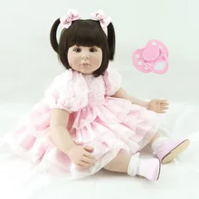 60 см, мягкая силиконовая виниловая кукла-Реборн, игрушки, розовая принцесса, Реалистичная кукла, Реборн, игрушки для девочек, розовая принцесса