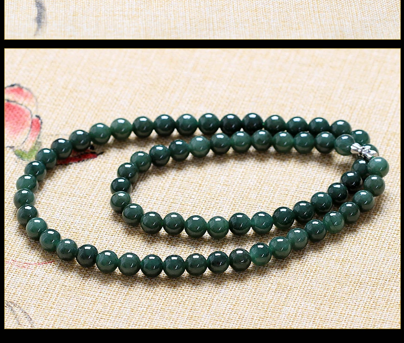 Мужское ожерелье из нефрита с нефритом 7-8 мм | Украшения и аксессуары