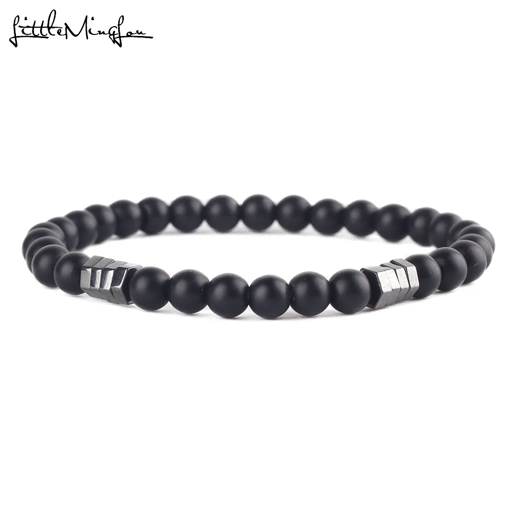 

Natural stone matte beads Bracelet Classic Handmade Hematite bracelet for men bracelets & bangles Jewelry gift Accessories