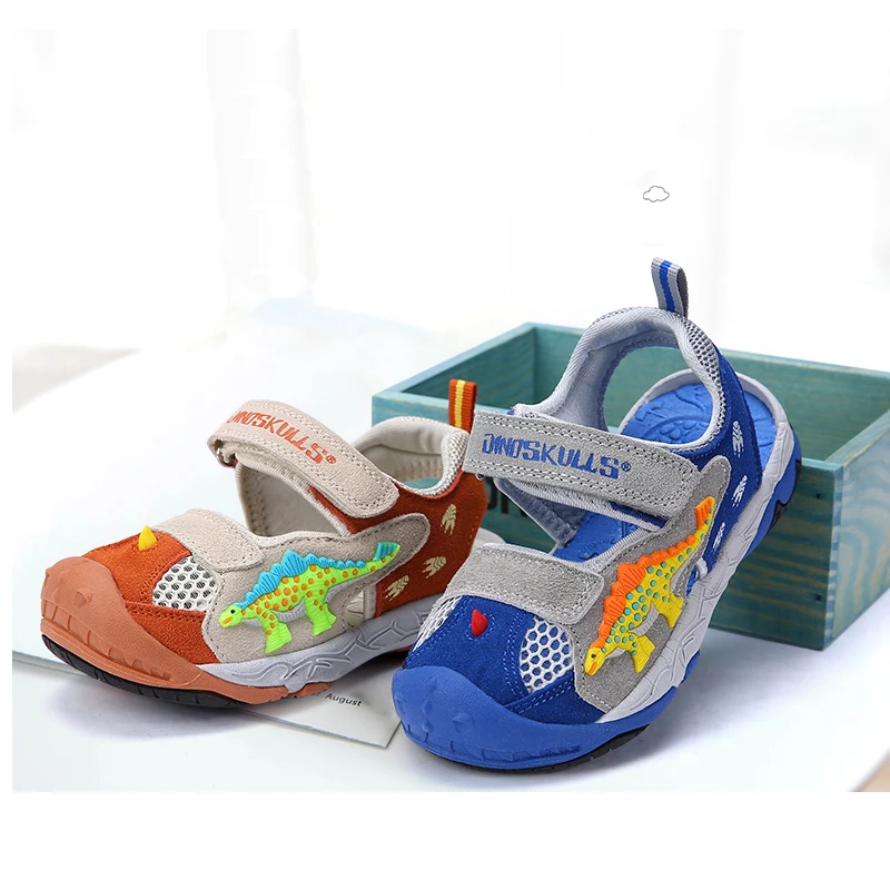 Dinoskulls 2019 Children shoes Boys Sandals Kids Summer Beach Casual Sandals 3D Dinosaur Mesh Sandals for Boys