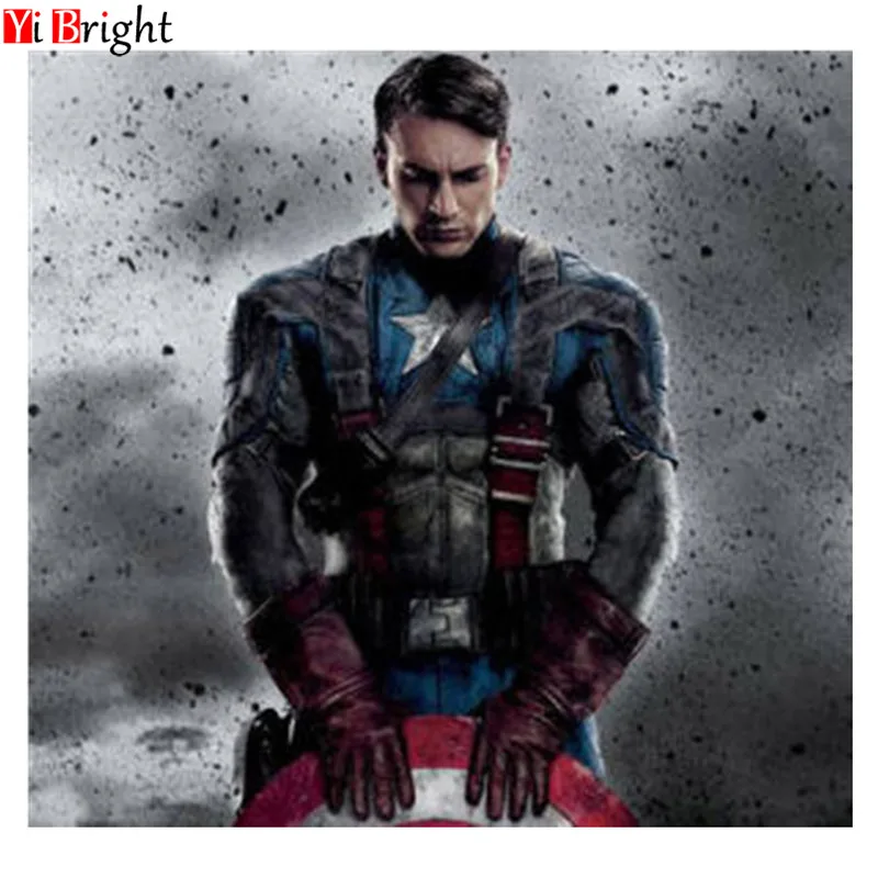 

5D Diy Diamond Painting Diamond Embroidery Captain America Rhinestones round Square Cross Stitch Needlework Home Decorative XY1