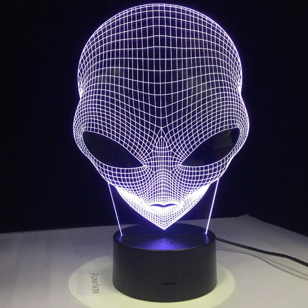 1 шт., 7 цветов, меняющая 3D голограмму, иллюзия, поп-глаза, инопланетная форма, акриловый ночник, светильник с сенсорным выключателем, Luminaria GX265
