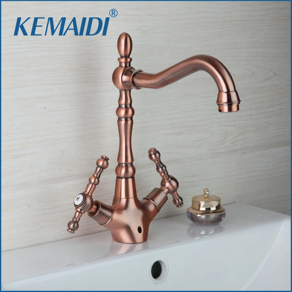 kemaidi-kitchen-sink-faucet-swivel-basin-deck-mounted-double-handles-torneira-cozinha-tap-mixer-faucet-antique-copper-brass