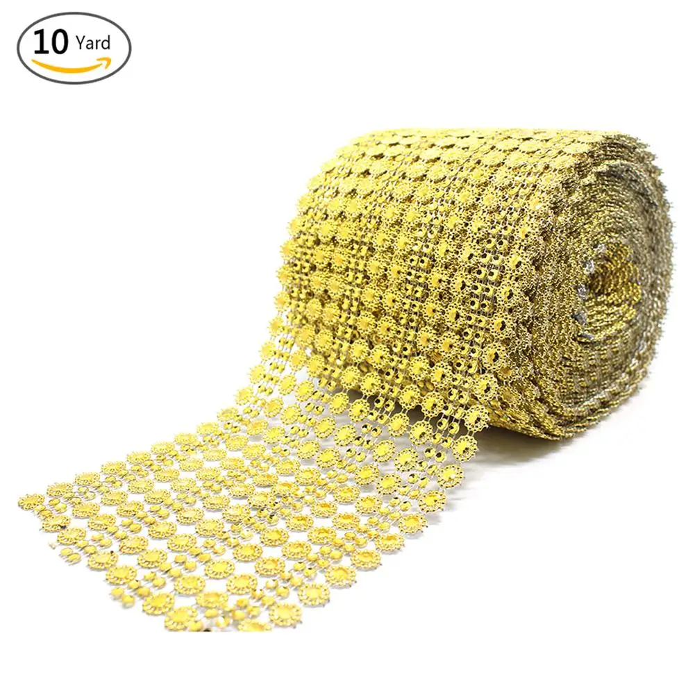 10 Yards Sun Flower Mesh Rhinestone Festival Party Plastic Imitated Diamond Rhinestone Ribbon Wrap Roll Line Rhinestone - Цвет: A