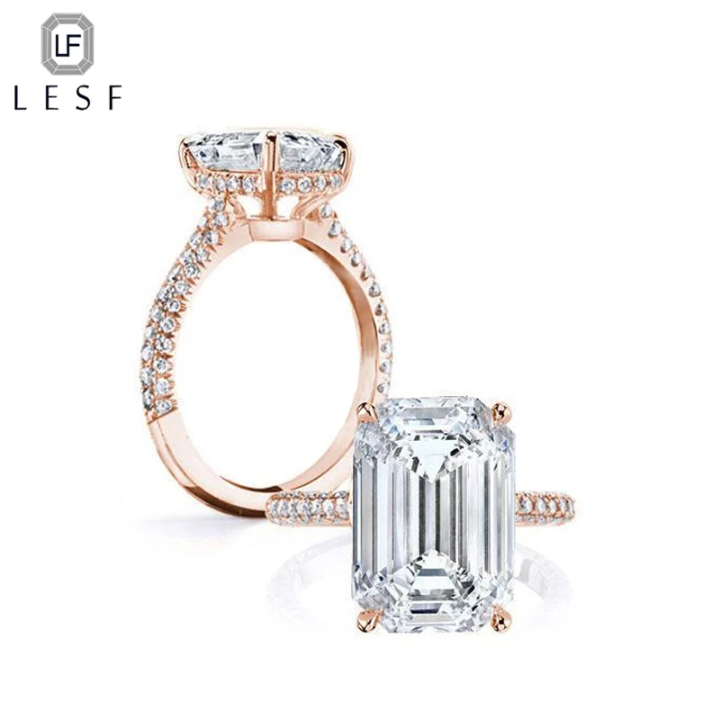 

LESF Luxury 6 Ct 925 Sterling Rings For Women Rose Gold Engagement Wedding Ring High Quality Zircon Women Jewelry