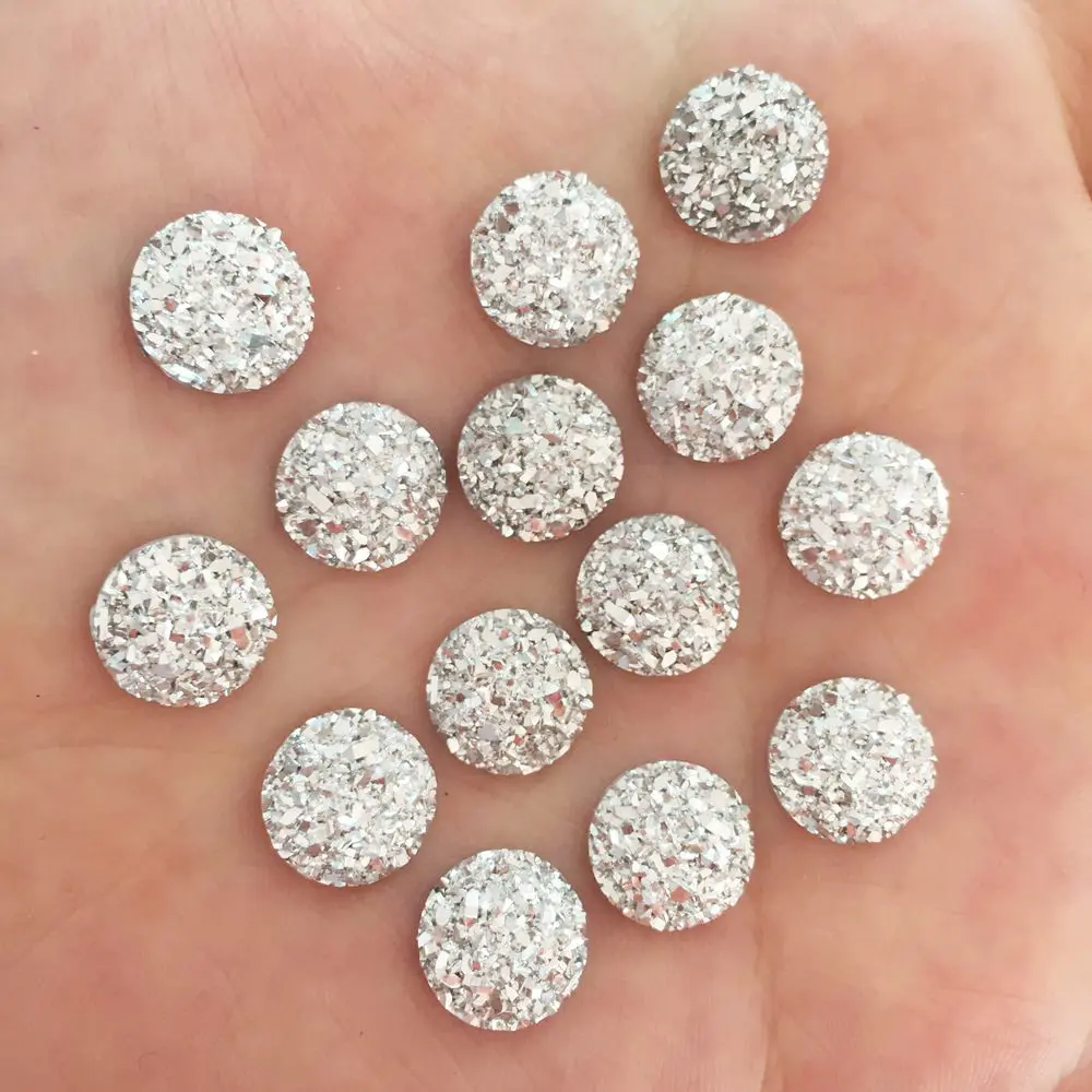 100pcs Resin Bling Convex mineral surface 10mm Round flatback rhinestone Ornaments DIY Wedding appliques craft SW649