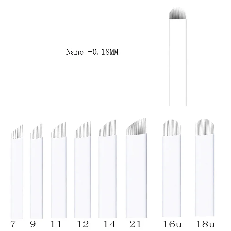 Nano 0 18 мм 7 9 11 12 14 16 U форма Перманентный макияж бровей flex иглы для тату лезвие 3D