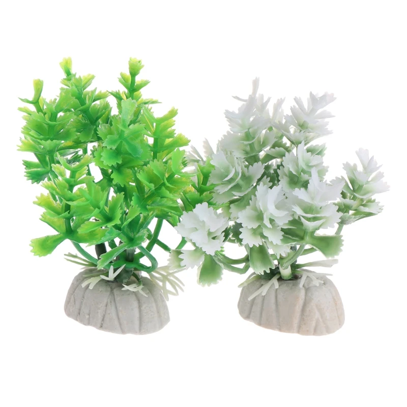 Aquatic Plants Fish Tank Artificial Green White naments Aquarium Grass | Дом и сад
