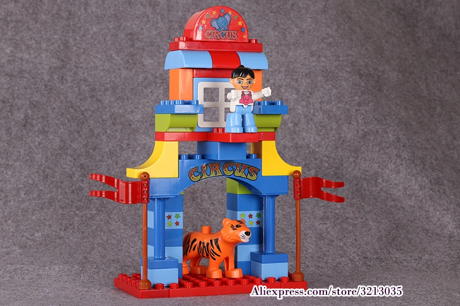 Blocos de Construção Brinquedos para Crianças Duplo Grandes Partículas Circo Mostrar Clássico Educacional Tijolos Caixa Original 65 Pçs 11 blocos de construção clássico educacional tijolos brinquedos para crianças caixa original