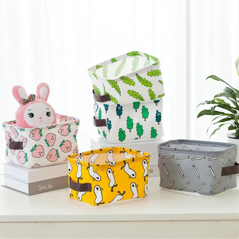 Foldable Square Storage Box Household Organizer Fabric Cube Bin Basket