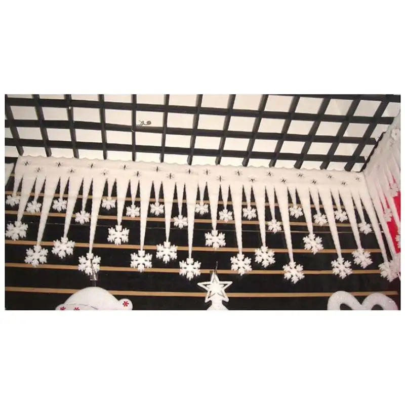 2Pcs Christmas White Ice Strip With Snowflake Xmas Decoration Ornament Festival Party Christmas Decoration Supplies