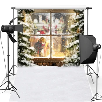 

MEHOFOTO Snow Window New Fabric Flannel Photography Background Merry Christmas Backdrop Vinyl For Family photo studio ST516