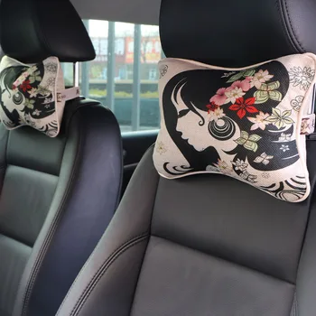 

2pcs Car Pillow Flag pattern new auto headrest supplies neck car bone Car care cervical Car seat