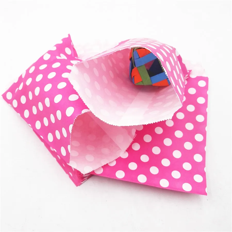 

25pcs/lot Polka Pink Dot Kraft Paper Bags Popcorn Food Gifts Candy Treat Bags Wedding Birthday Buffet Party Decoration Favor