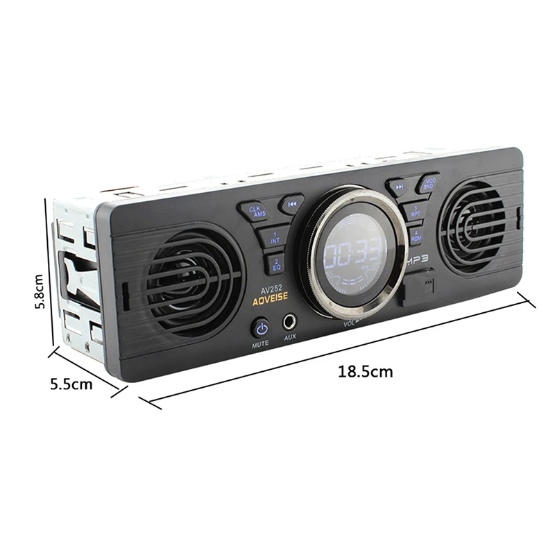  Aoveite 12V coche FM USB SD AUX en audio estéreo AV252 radio incorporado 2 altavoces Bluetooth mano