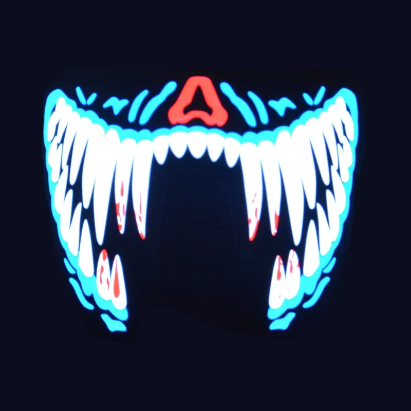 Mask LED Festival Party Masks Luminous Flashing Face Mask Party Sound Control Halloween Clothing Terror Helmet Fire