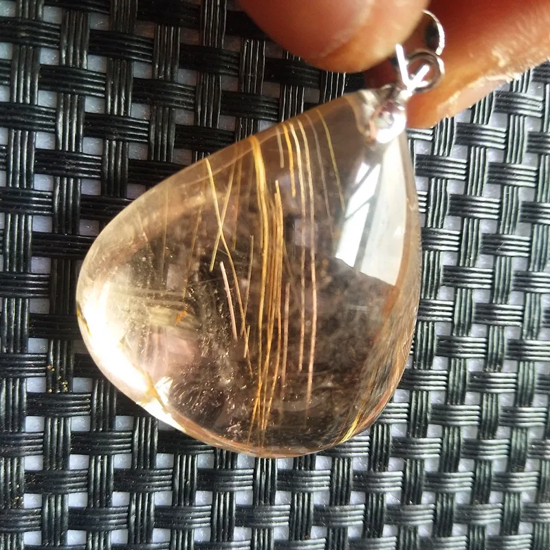 

AAAAA+ natural golden rutilated quartz crystal pendant actinolite crystals rutile stones pendant and valentine's day gift