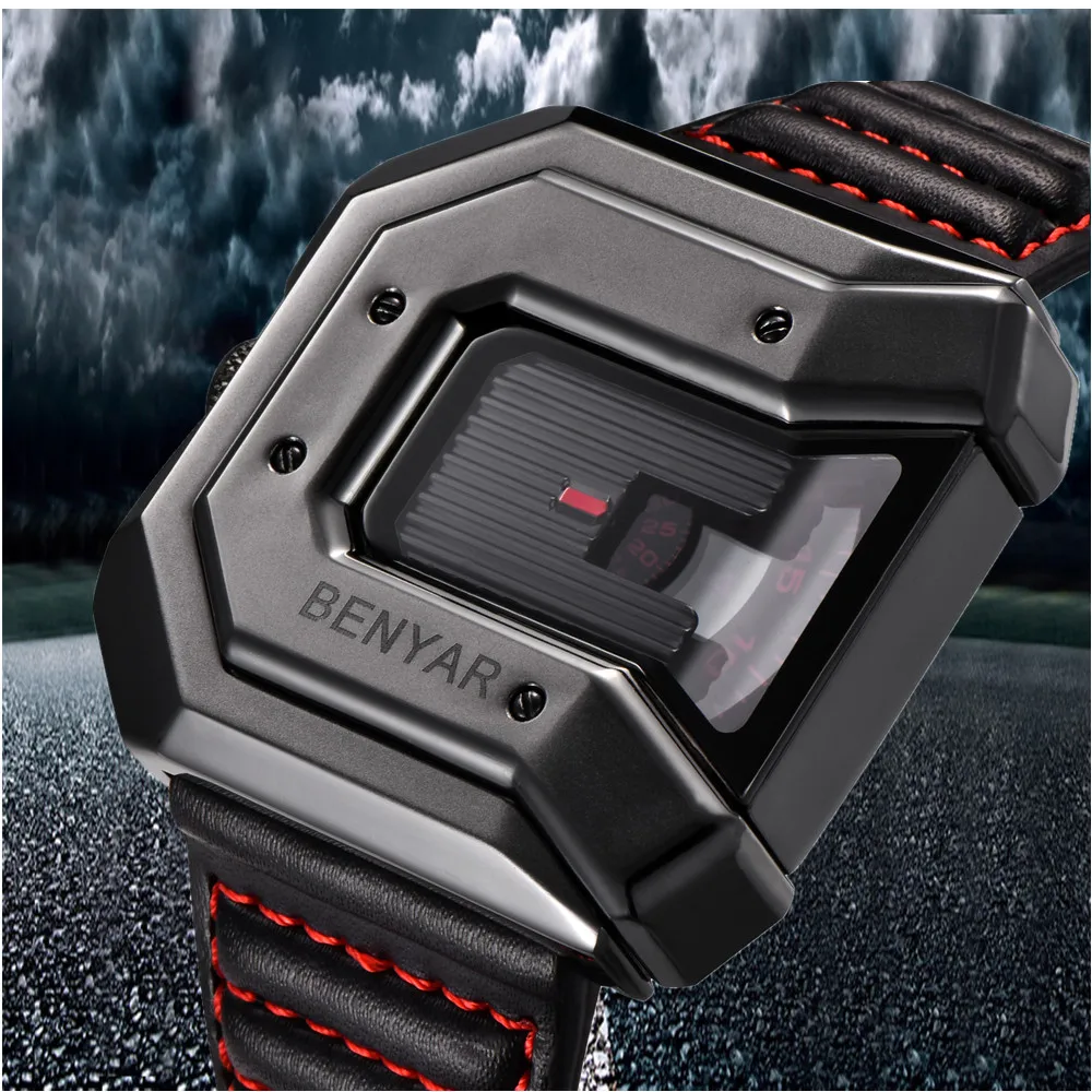 

2019 BENYAR Brand Watch Reloj Hombre Men Fashion Waterproof Leather Quartz Clock Sport Watches Relogio Masculino erkek kol saati