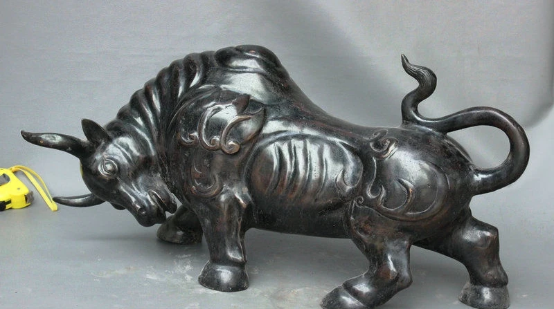 

24" Folk Chinese FengShui Bronze Zodiac Year Bull OX Animal Statue Sculpture