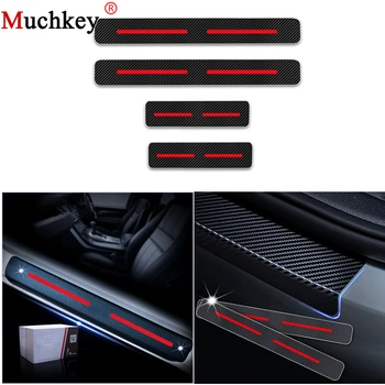 

Car styling For KIA SORENTO Carbon Fiber Sticker Car Door Sill Protector Scuff Plate Car Accessories 4pcs