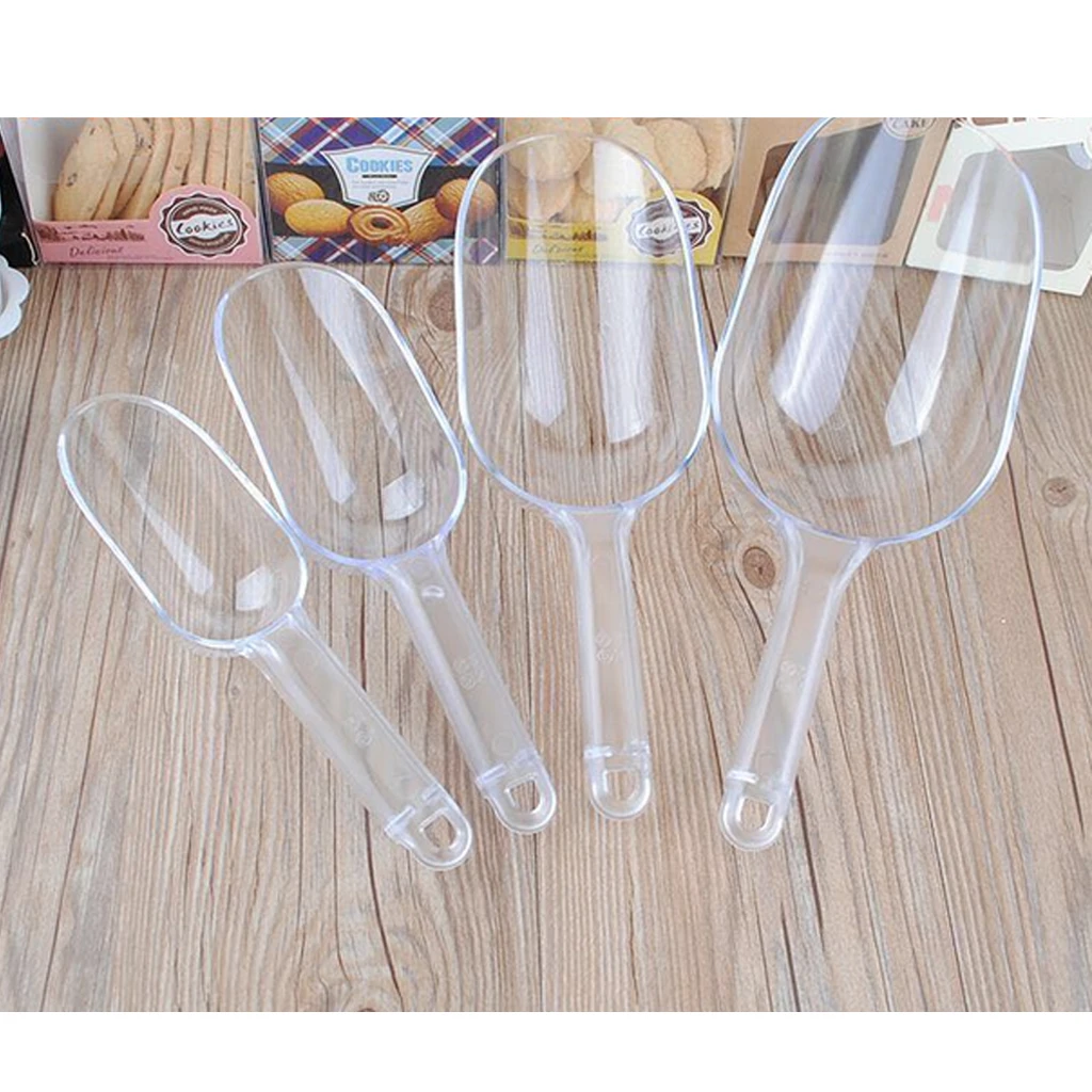 Ice Cube Shovel Scoop Scraper, Plastic Clear Ice Bucket Bar Tools 4 Sizes - Multifunction