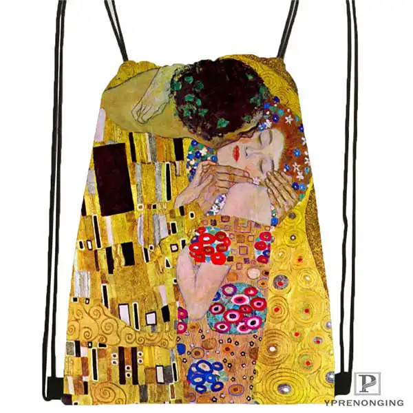 Custom Gustav_Klimt походная сумка на шнурке Cute Daypack Kids Satchel(черная спина) 31x40 cm#20180611-02-98