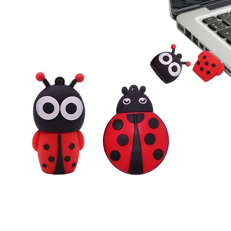 Флешка с реальной емкостью 128 ГБ мультяшная божья коровка usb флеш накопитель 64 32 16