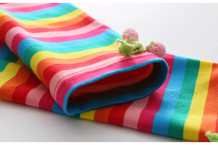 2016 Summer Strawberry Clothing Baby Child Girl Colourful Striped Knee Length Leggings (7)