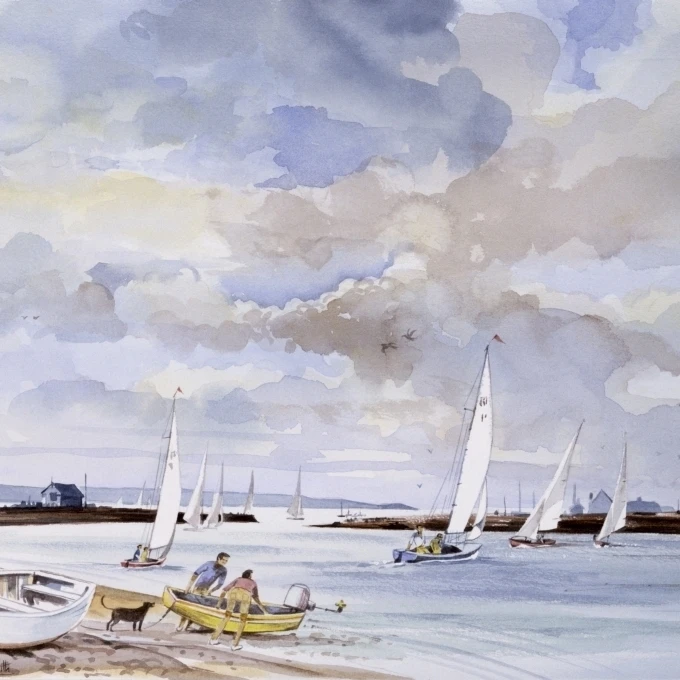 Seaside Boating Scene Poster Print By Malcolm Greensmith <ALIMT >&reg;</ALIMT> Adrian Bradburymary Evans (36 X 24)