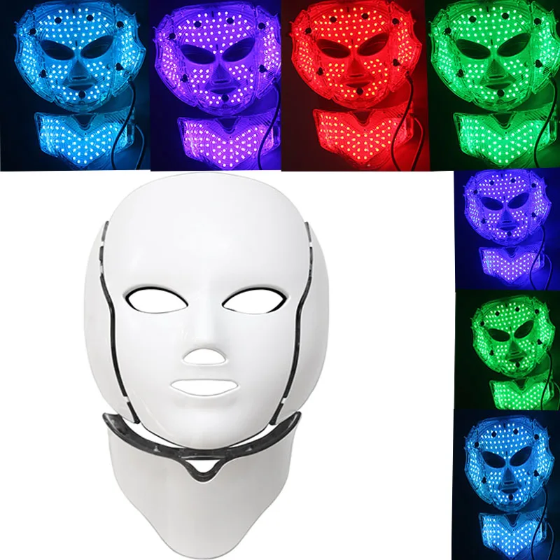 

7 Colors LED Photon Therapy Beauty Machine Skin Rejuvenation Facial Neck Mask Micro-current For Wrinkle Acne Removal