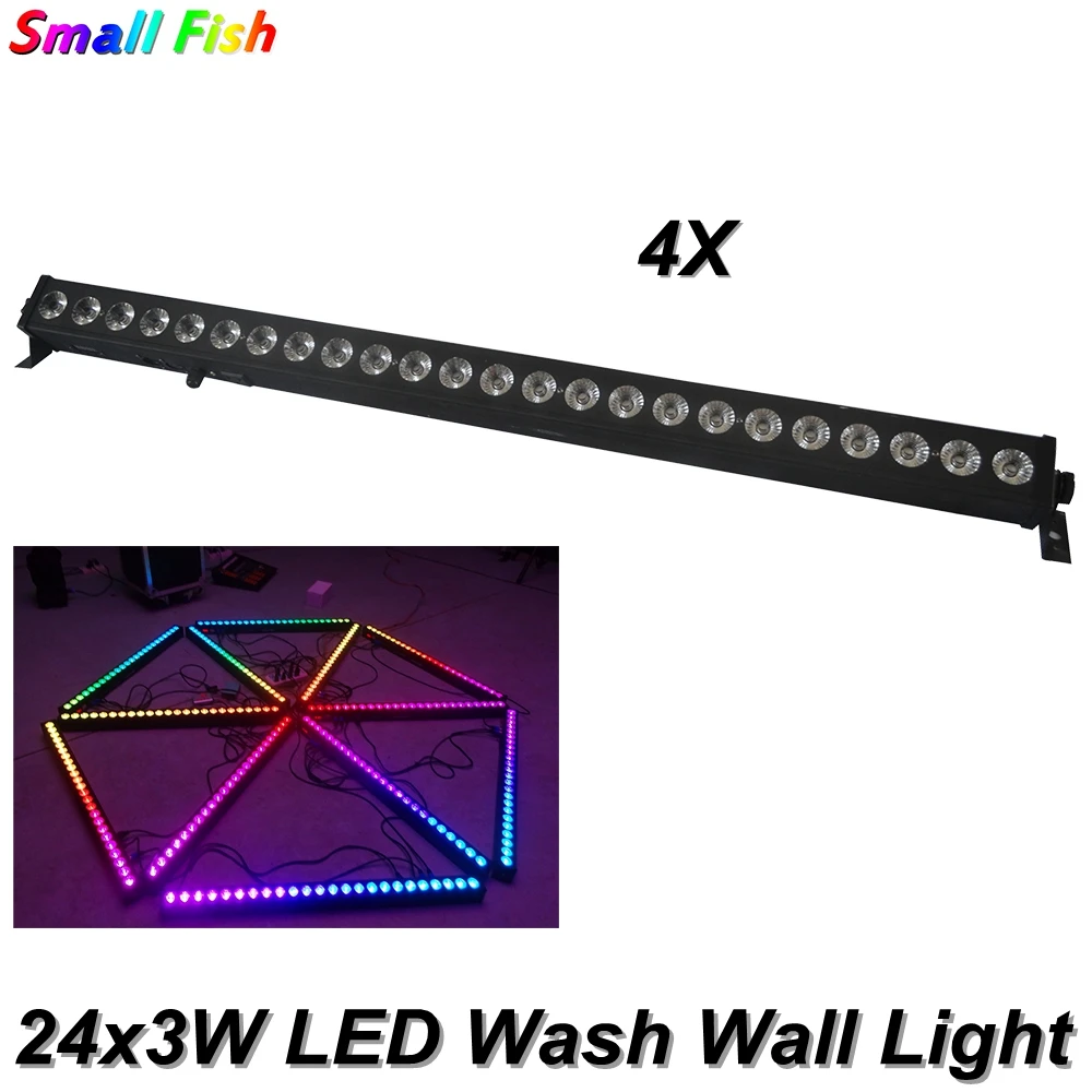 

4Pcs/Lot Sound Activated Lamps 24x3W RGB 3in1 Led Wall Wash Light MX512 Led Stage Light Party Wedding Bar Disco DJ KTV Lamp