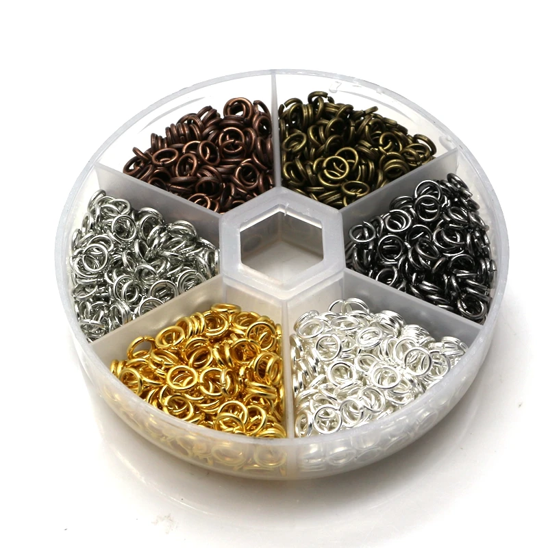 

5mm open ring 6 grid round box combination with 6 colors Send ring DIY jewelry accessories