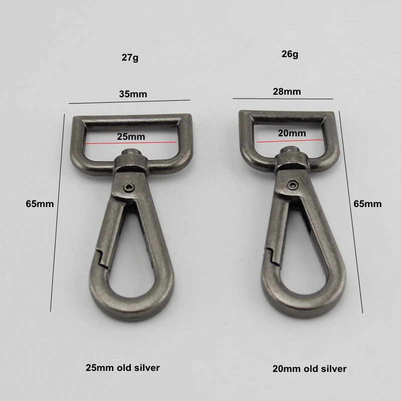 60 шт., 10 шт., 25 мм, 20 мм, новинка, Старый Серебряный триггер, защелкивающийся крючок, ручная сумка, Золотая застежка, крючки, фурнитура, аксессуары, сделай сам, высокое качество