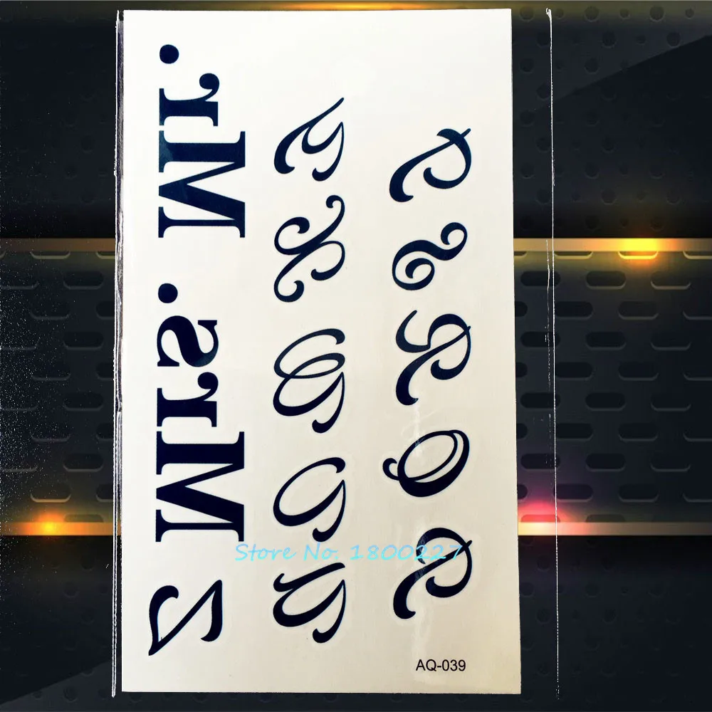 

1PC MR MRS Letter Waterproof Tattoo Sticker Women PAQ-039 Arabic Letter Pattern Fake Flash Tattoo Paste Body Art Tatoo Men