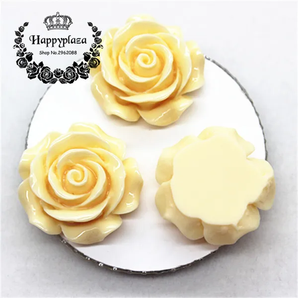 cream 10pcs 10 шт 28 мм Смола Камелия цветы плоская спина, Кабошон DIY Ювелирные изделия/ремесло украшения(без отверстия - Цвет: cream 10pcs