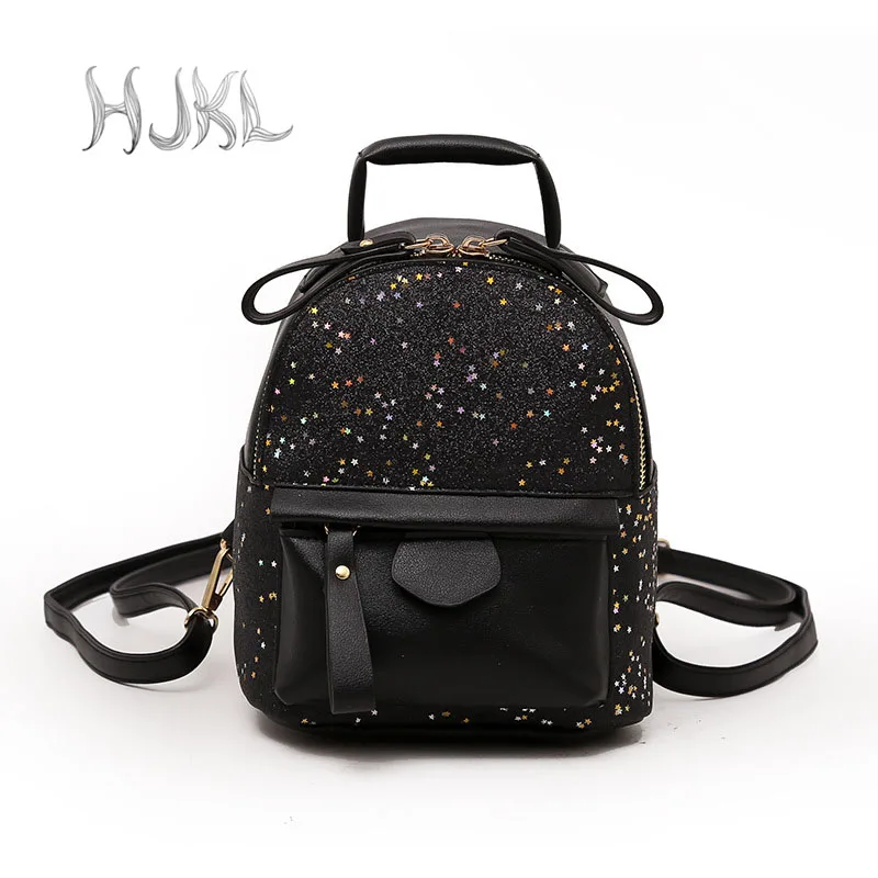

HJKL Women's PU Leather Backpack Lady Girls Bagpacks Female Casual Travel Bags Mochila Feminina Teenage Small Backpack Purse