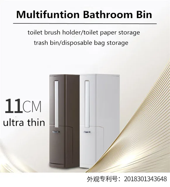 6l Ultra Thin Bathroom Trash Bin With Toilet Holder Tissue Grocery 