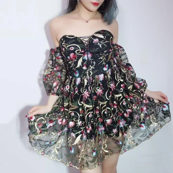 

Retro Dance Costume Women Printing Nightclub Dress Stage Outfit For Singers Dj Jazz Rave Clothes Ds Gogo Performance Wear DC2129