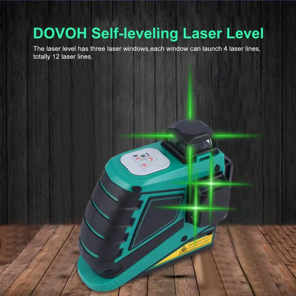 

12 Lines 3D Laser Levels Green Light Leveling Instrument Self-leveling Laser Leveler Vertical Horizontal Cross Laser EU