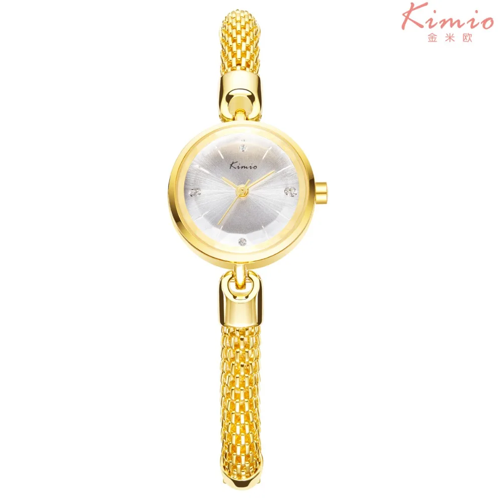

Kimio new luxury brand quartz wrist watches for women golden Rhinestone analog bracelet watch women relogio feminino hour clock