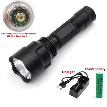 

AMC7135x8 7135x10 7135x12 C8 Waterproof CREE XM-L2 U3 LED Flashlight Camping Equipment Torch zaklamp with 18650 battery+ Charger