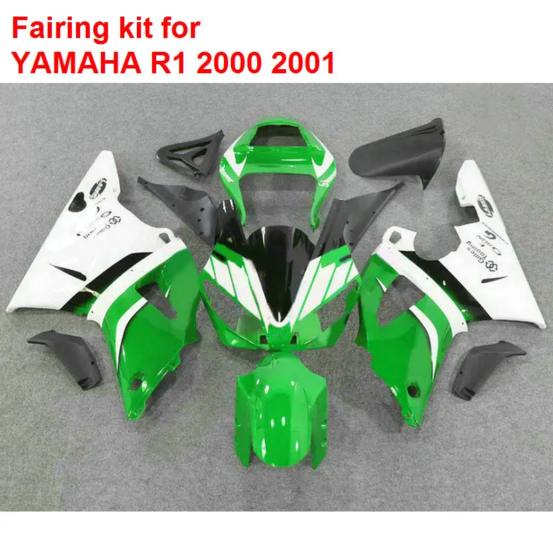

Hot sale fairings for Yamaha YZF R1 00 01 green white black bodywork parts fairing kit YZFR1 2000 2001 BA18